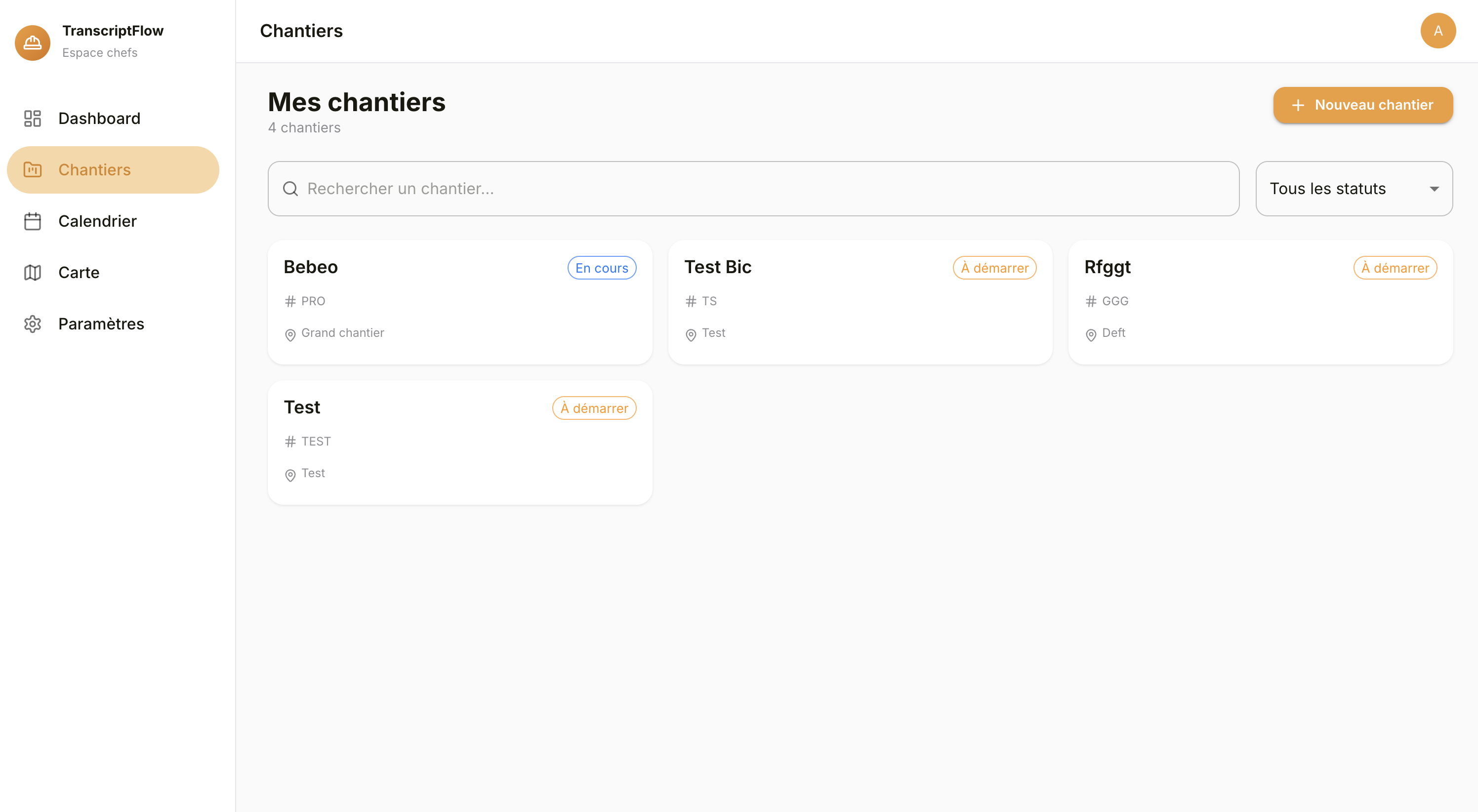 Chaque chantier, une fiche vivante