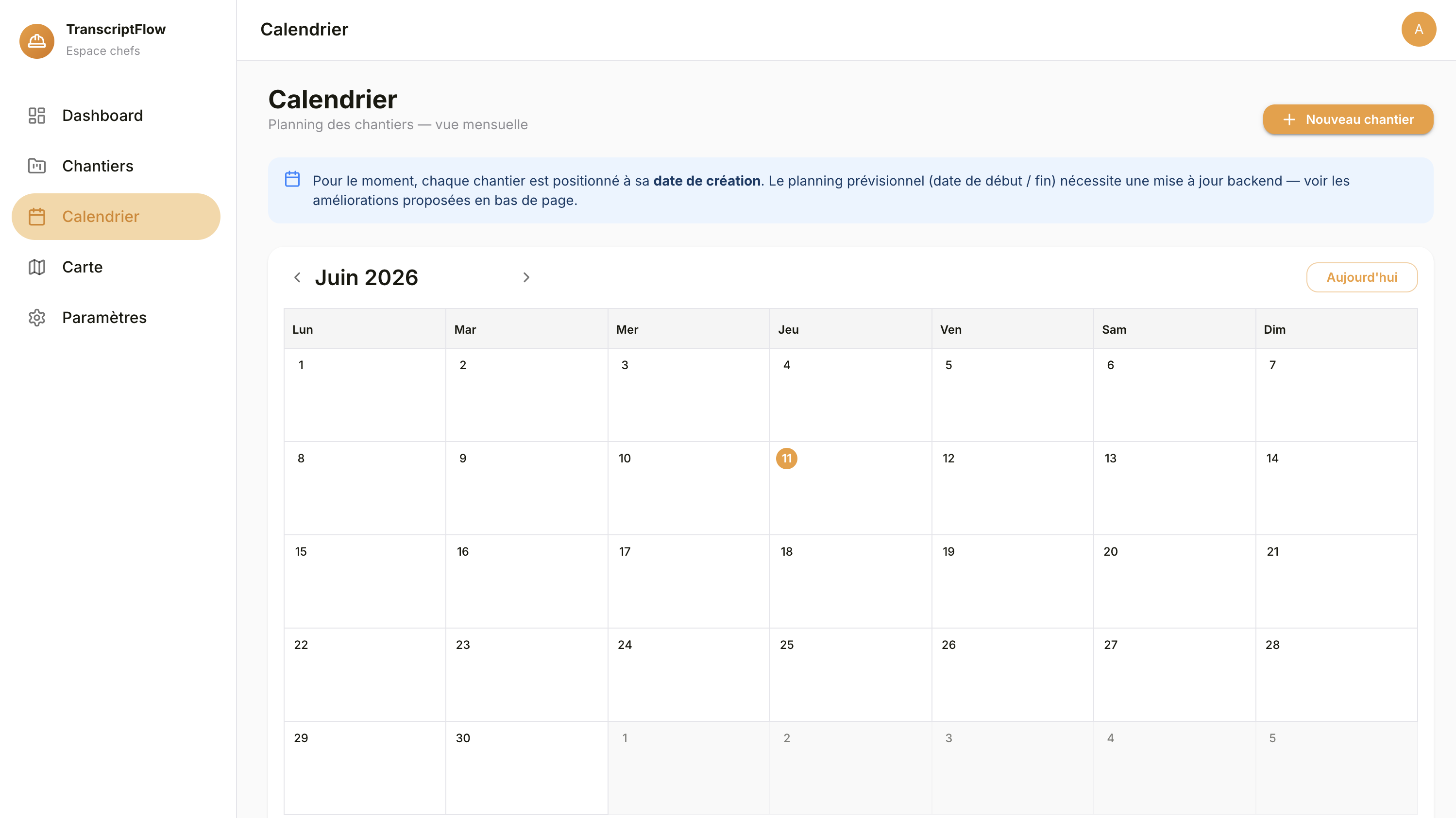 Le planning, toujours à jour